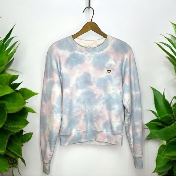 SPIRITUAL GANGSTER Happiness Is The Way Tie Dye Watercolor Crewneck Sweatshirt - Picture 1 of 15